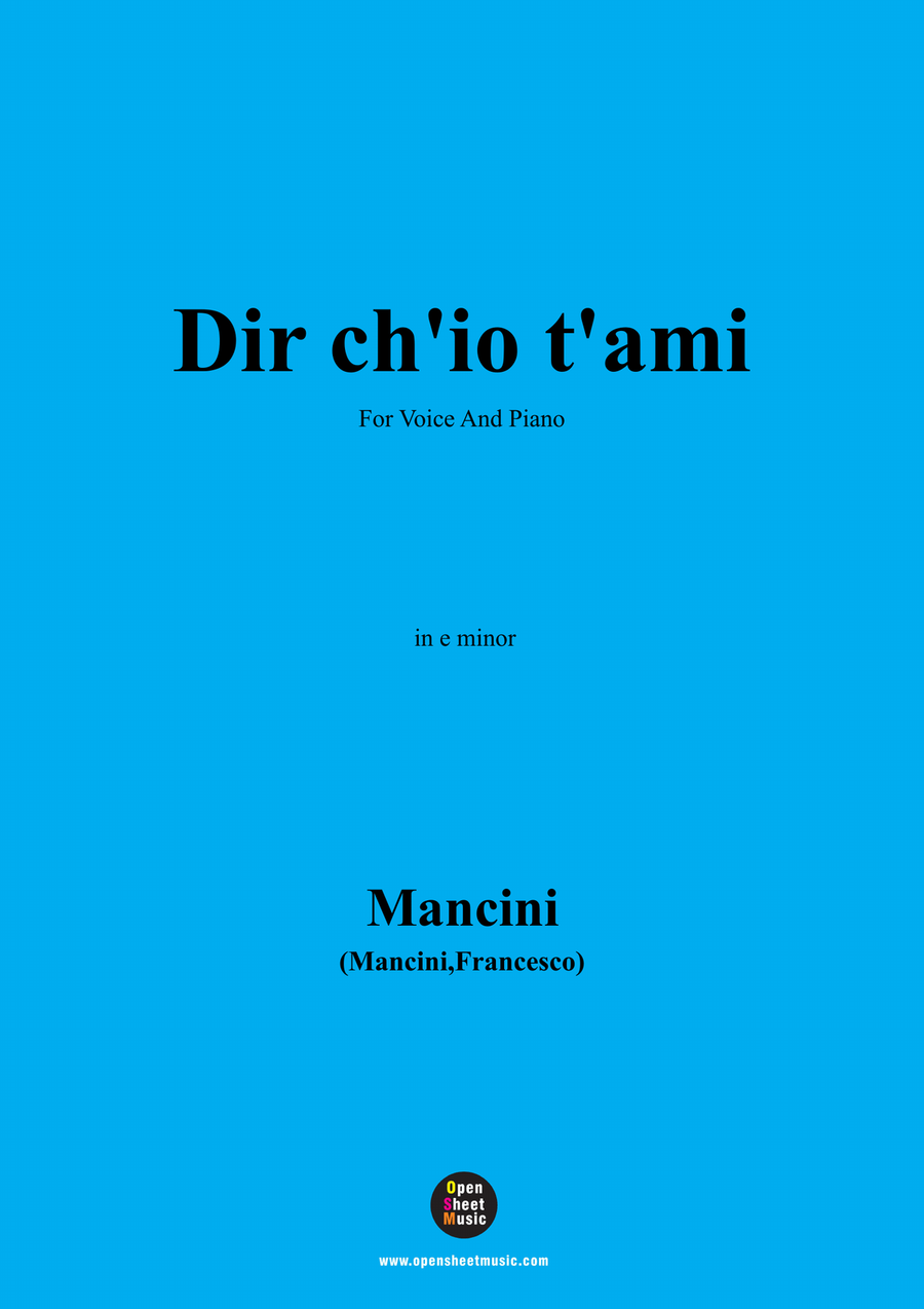 F. Mancin-Dir chio tami,in e minor, Piano, Vocal scores gallery preview page 1