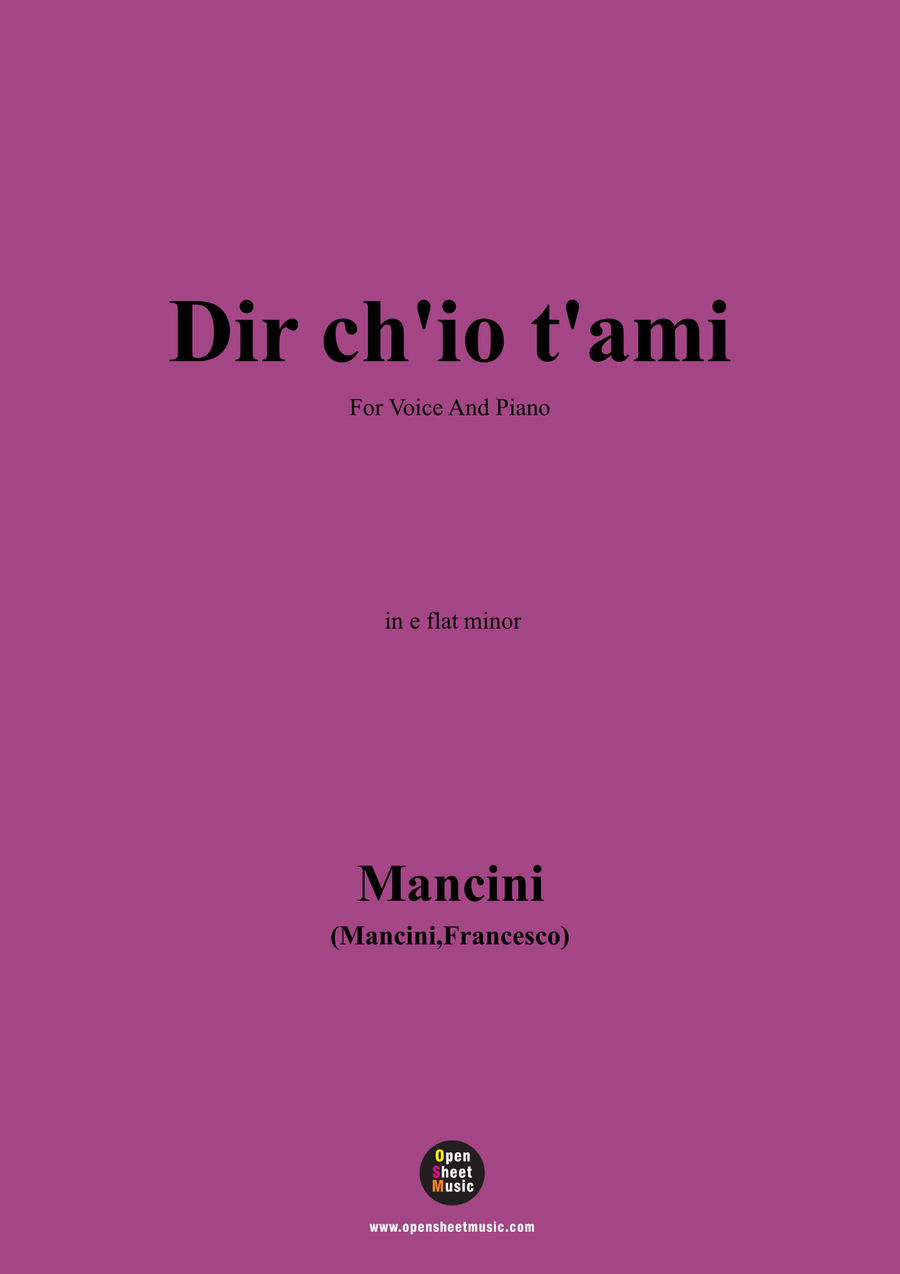 F. Mancin-Dir chio tami,in e flat minor Piano, Vocal scores gallery preview page 1