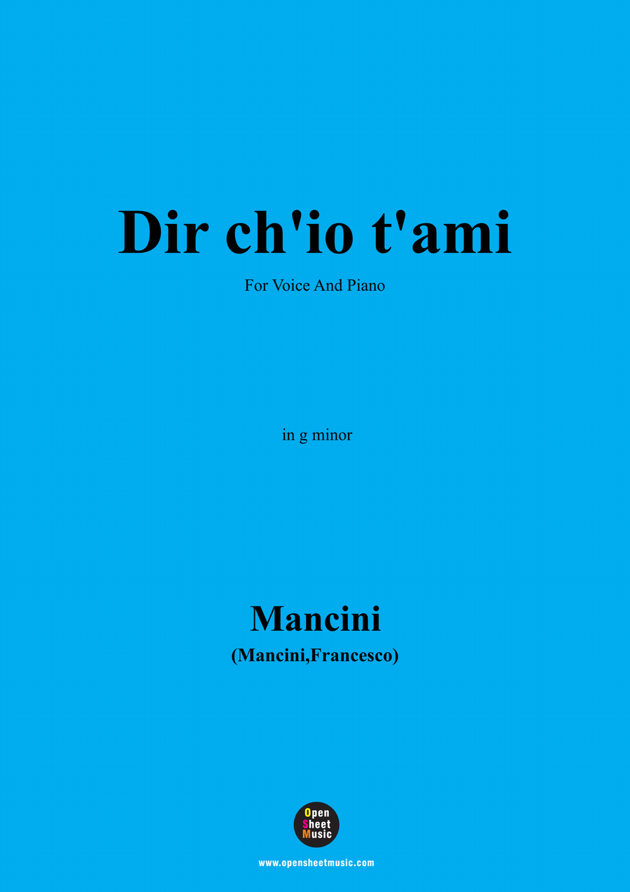 F. Mancin-Dir chio tami,in g minor Piano, Vocal scores gallery preview page 1