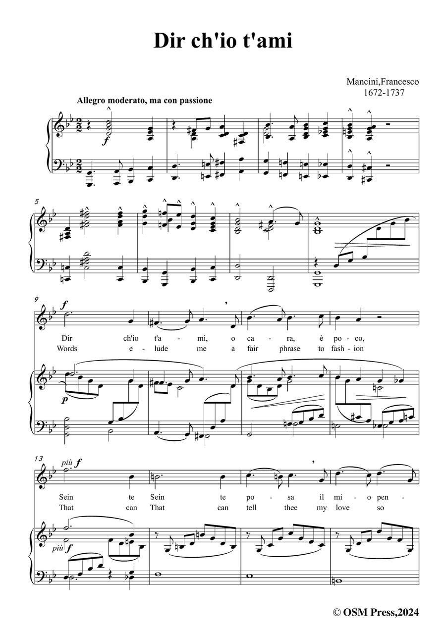 F. Mancin-Dir chio tami,in g minor Piano, Vocal scores gallery preview page 3