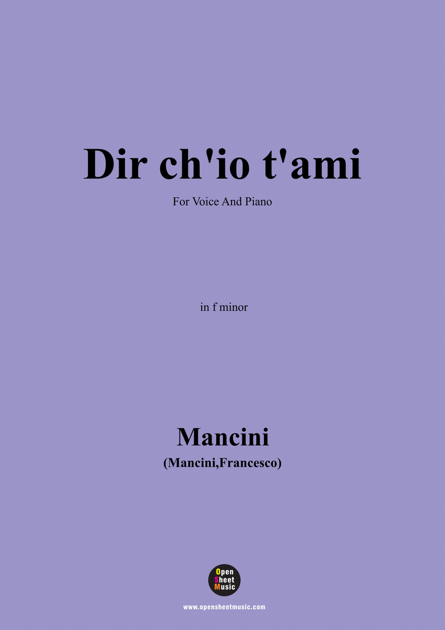 F. Mancin-Dir chio tami,in f minor Piano, Vocal scores gallery preview page 1