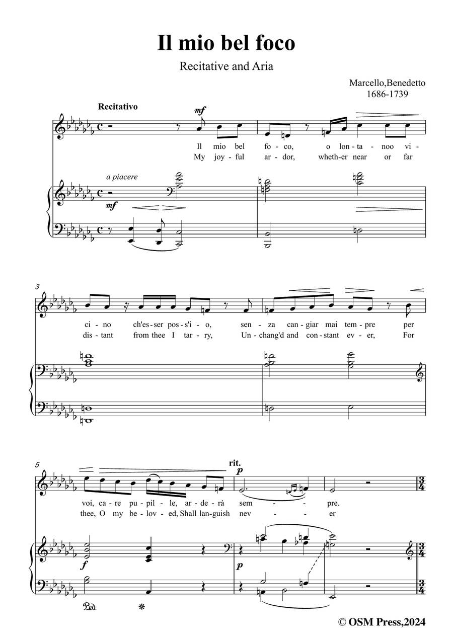 B. Marcello-Il mio bel foco,in a flat minor Piano, Vocal scores gallery preview page 3