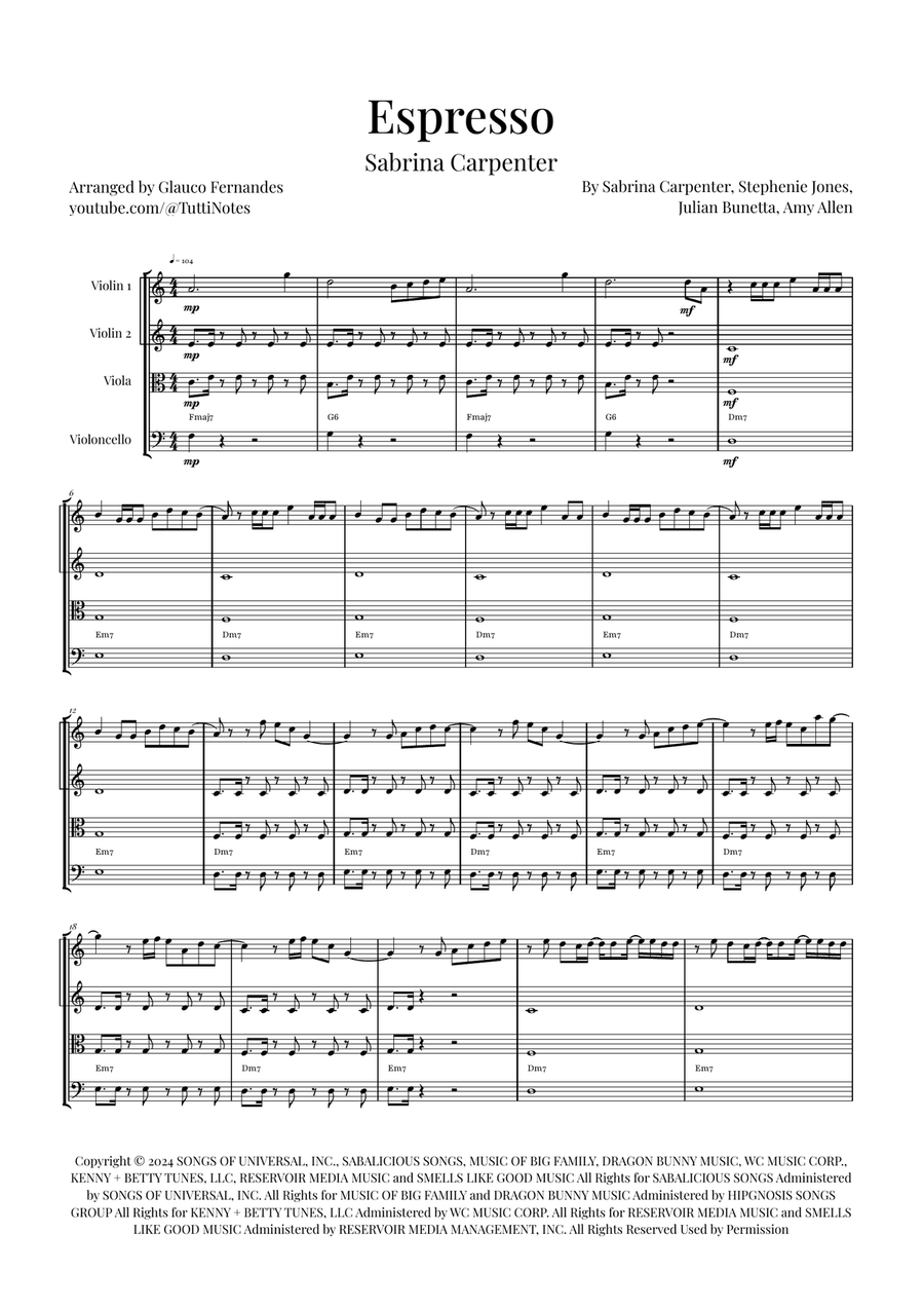 Espresso String Quartet scores gallery preview page 1