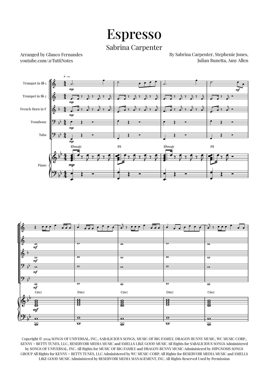 Espresso Brass Quintet scores gallery preview page 1