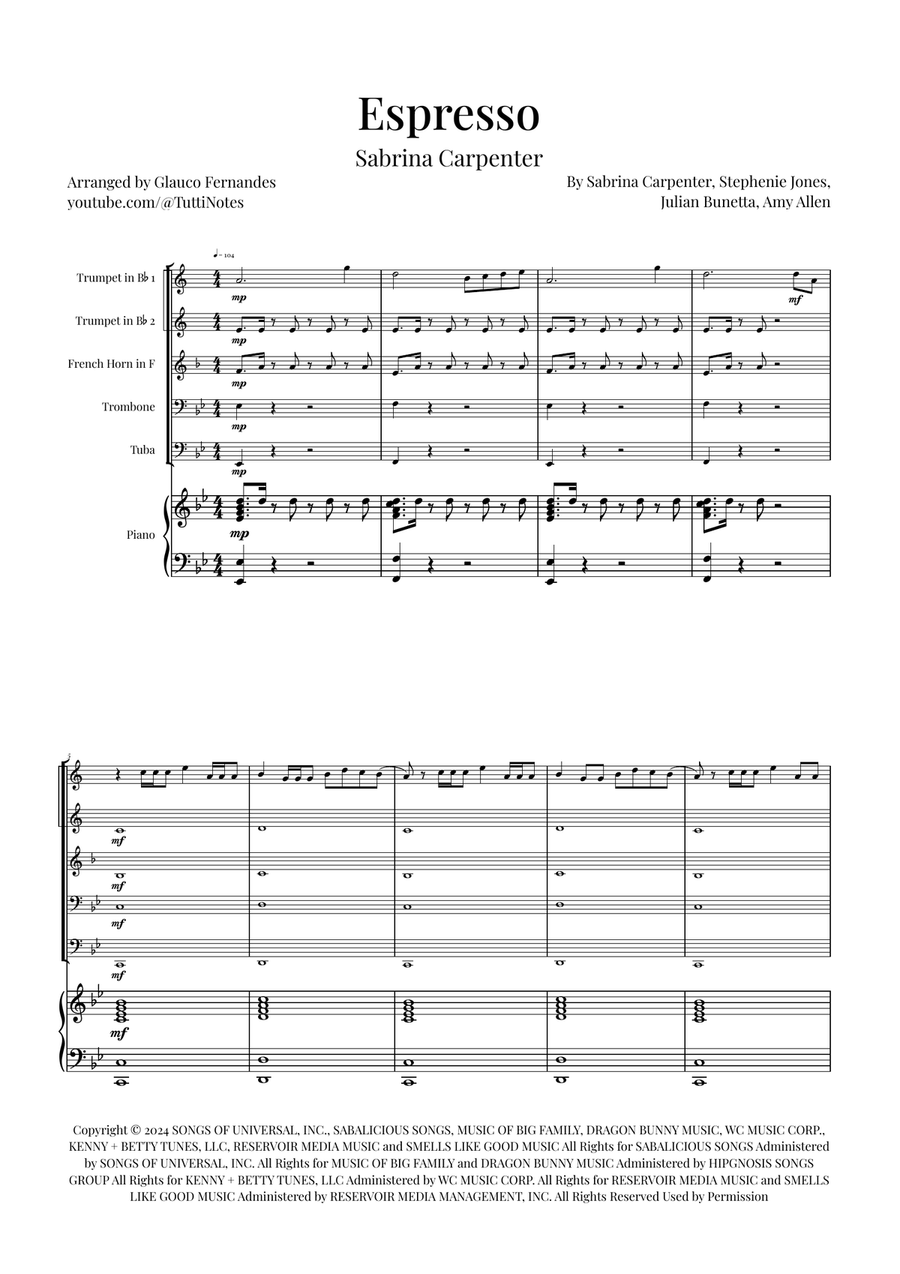 Espresso Brass Quintet scores gallery preview page 1