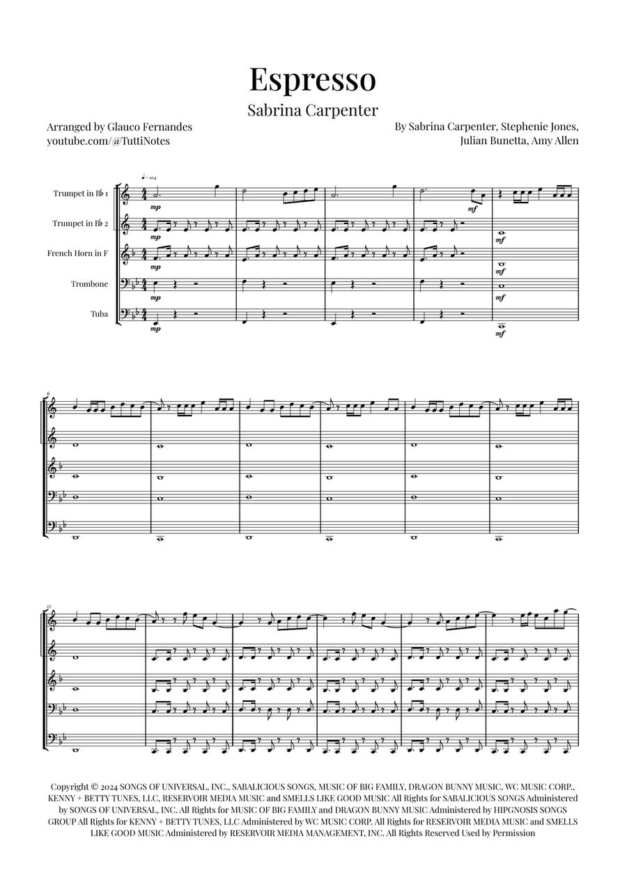 Espresso Brass Quintet scores gallery preview page 1