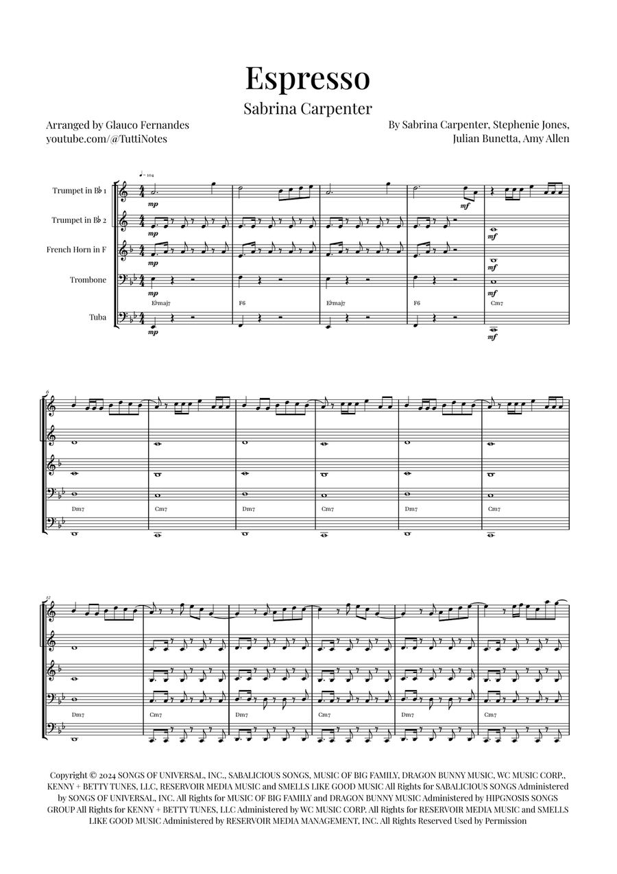 Espresso Brass Quintet scores gallery preview page 1