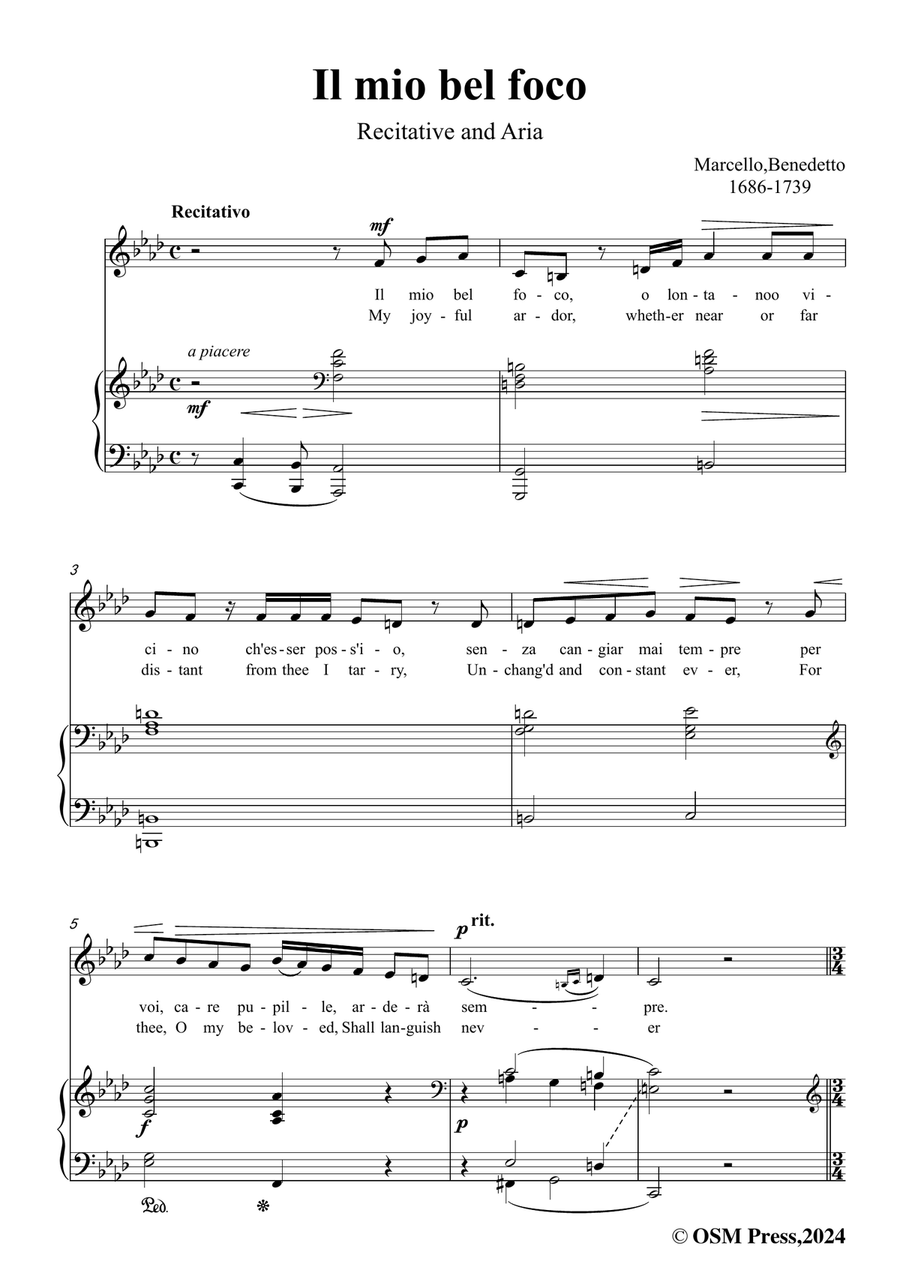 B. Marcello-Il mio bel foco,in f minor Piano, Vocal scores gallery preview page 3