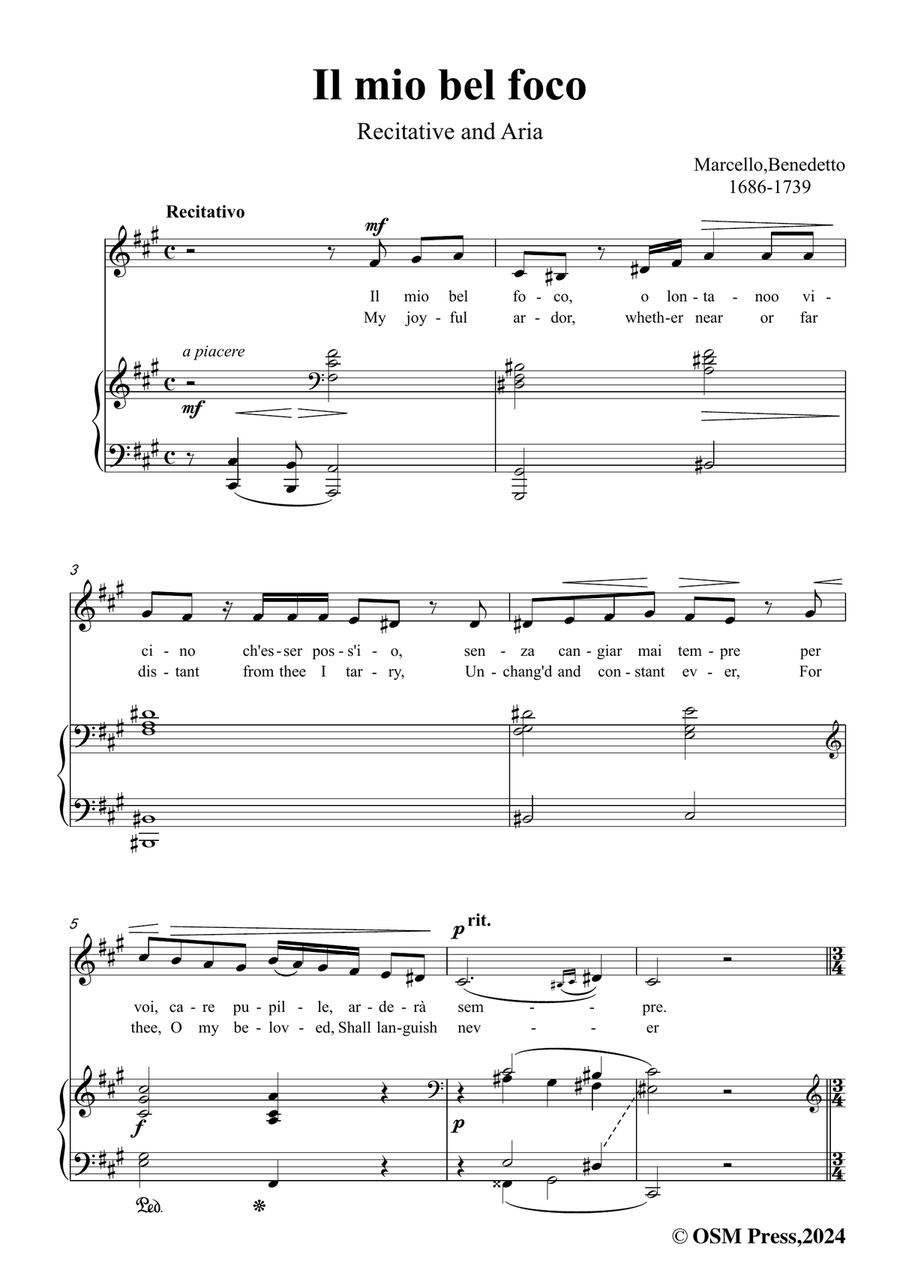 B. Marcello-Il mio bel foco,in f sharp minor Piano, Vocal scores gallery preview page 3