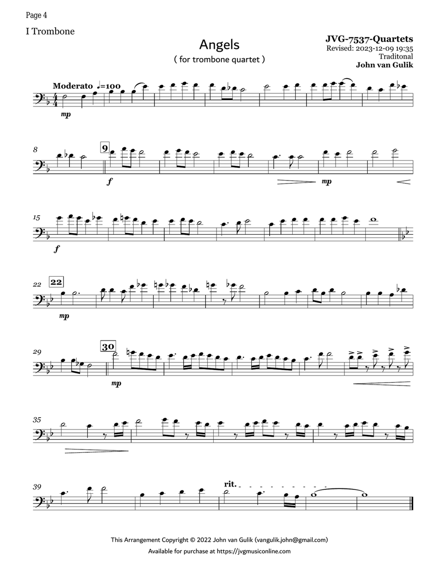 20 Christmas Trombone Quartets - Volume 2 Brass Quartet scores gallery preview page 4