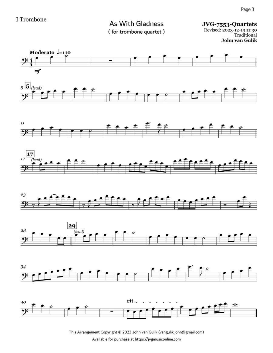 17 Christmas Trombone Quartets - Volume 3 Brass Quartet scores gallery preview page 3