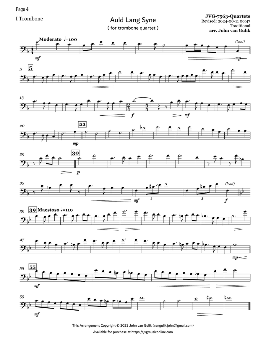 17 Christmas Trombone Quartets - Volume 3 Brass Quartet scores gallery preview page 4