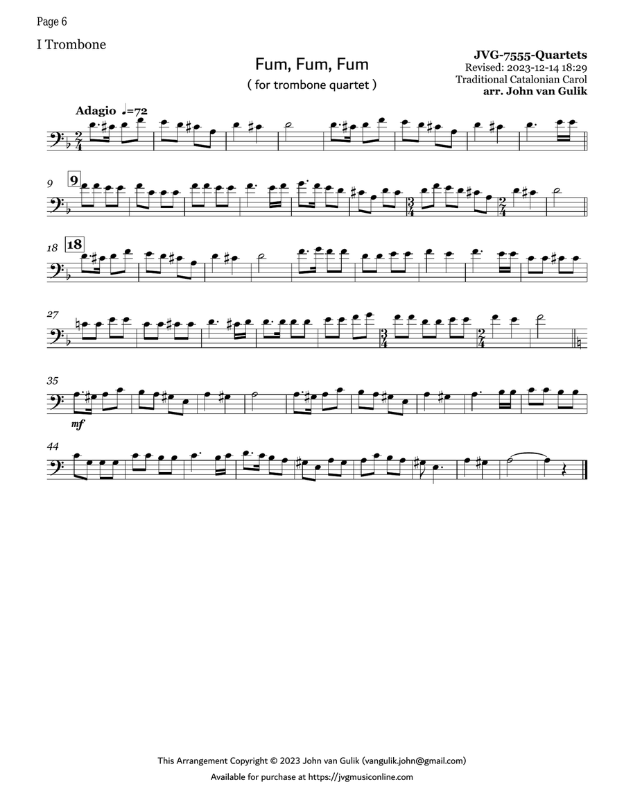17 Christmas Trombone Quartets - Volume 3 Brass Quartet scores gallery preview page 6