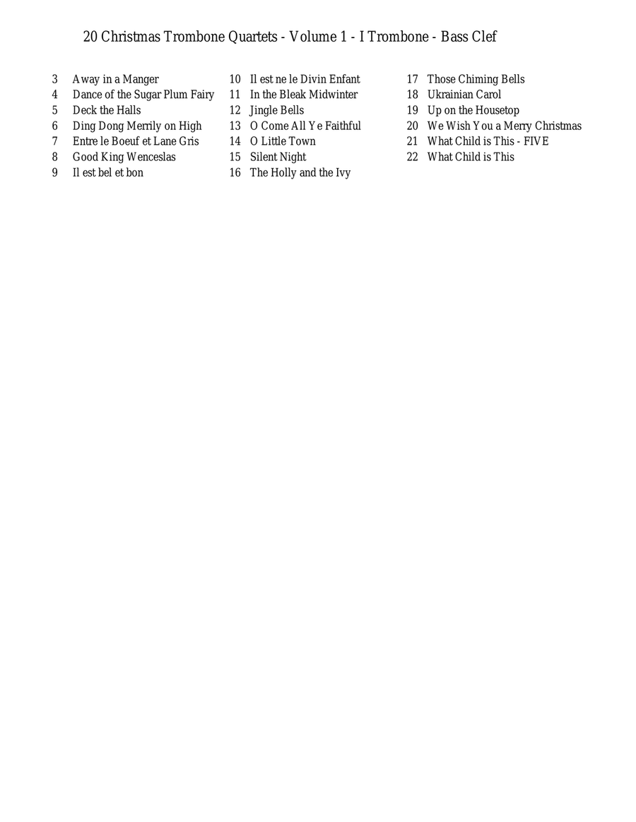 20 Christmas Trombone Quartets - Volume 1 Brass Quartet scores gallery preview page 2