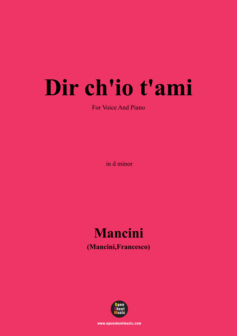 F. Mancin-Dir chio tami,in d minor Piano, Vocal scores gallery preview page 1