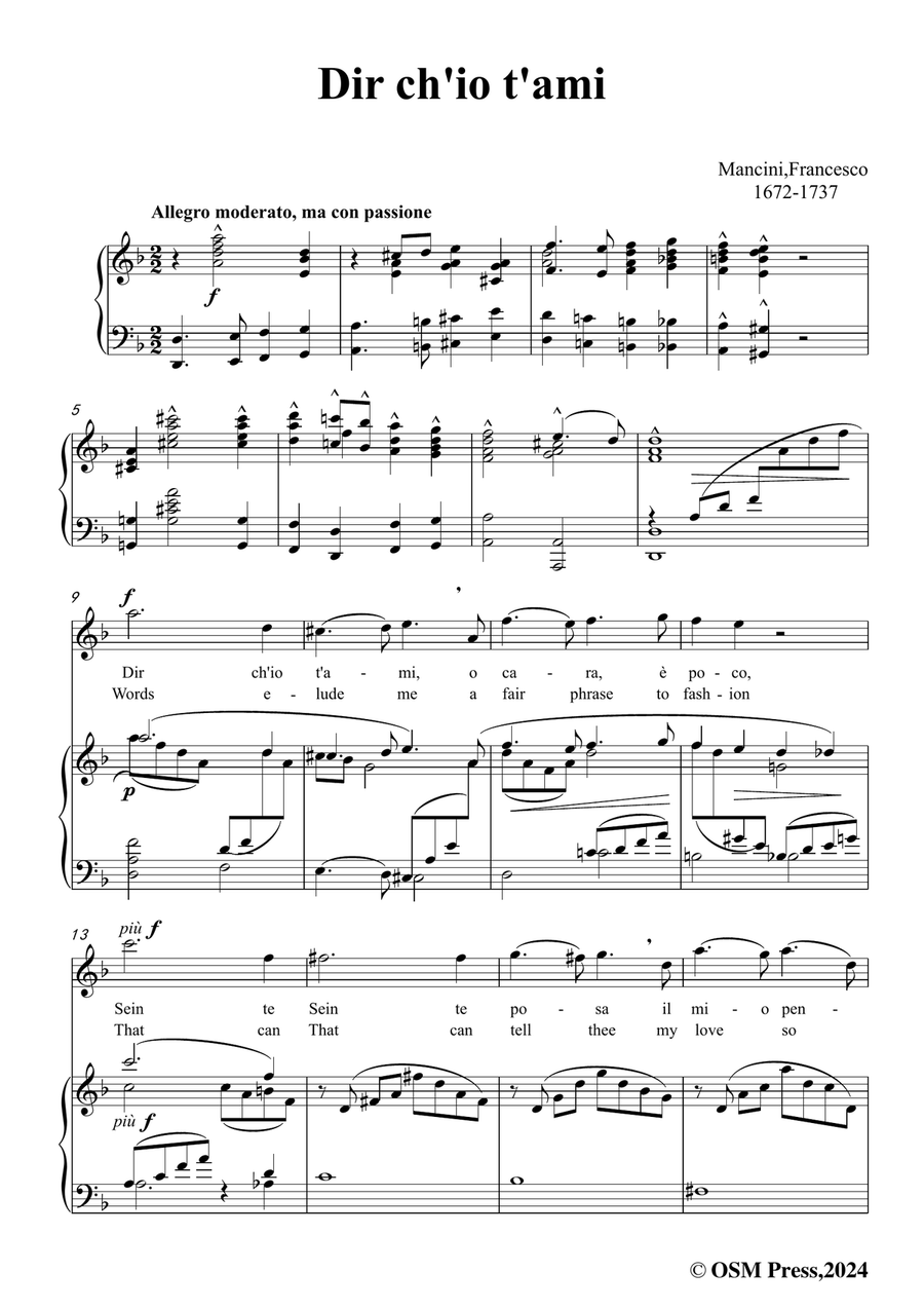 F. Mancin-Dir chio tami,in d minor Piano, Vocal scores gallery preview page 3