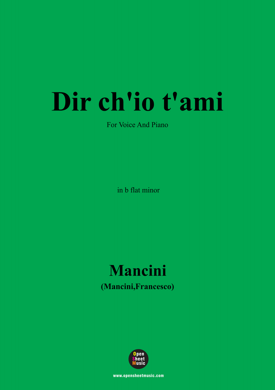 F. Mancin-Dir chio tami,in b flat minor Piano, Vocal scores gallery preview page 1