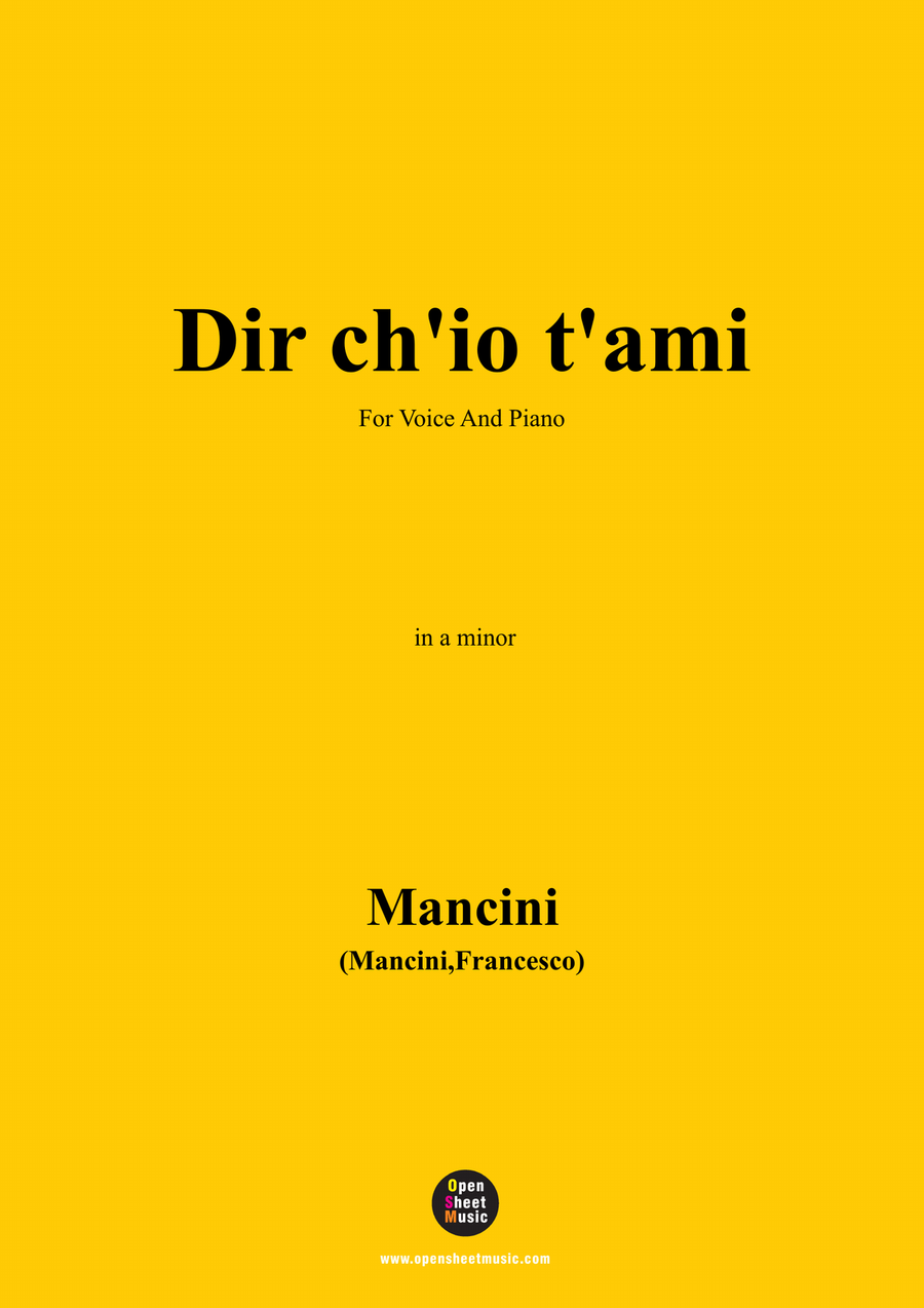 F. Mancin-Dir chio tami,in a minor Piano, Vocal scores gallery preview page 1