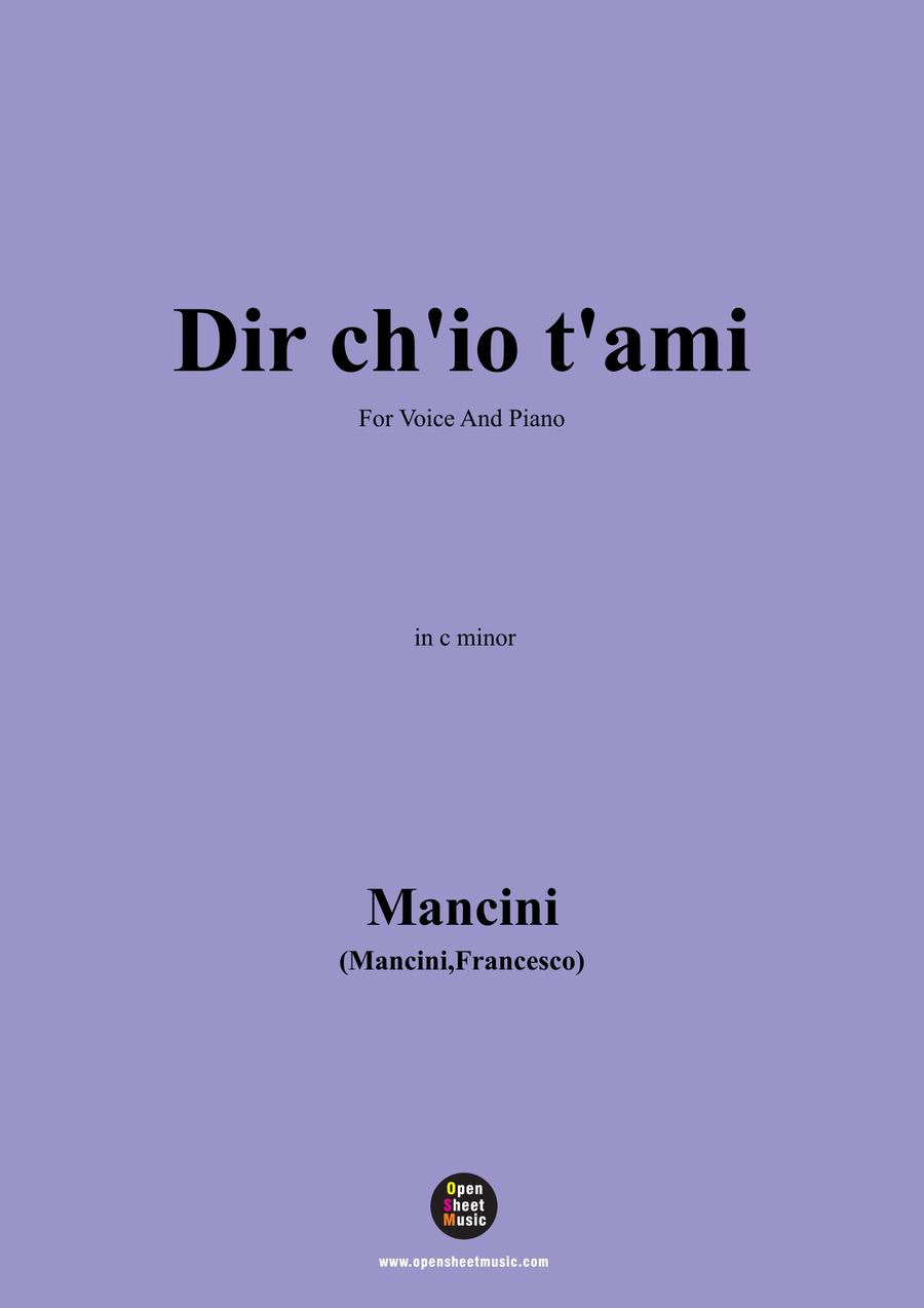 F. Mancin-Dir chio tami,in c minor Piano, Vocal scores gallery preview page 1