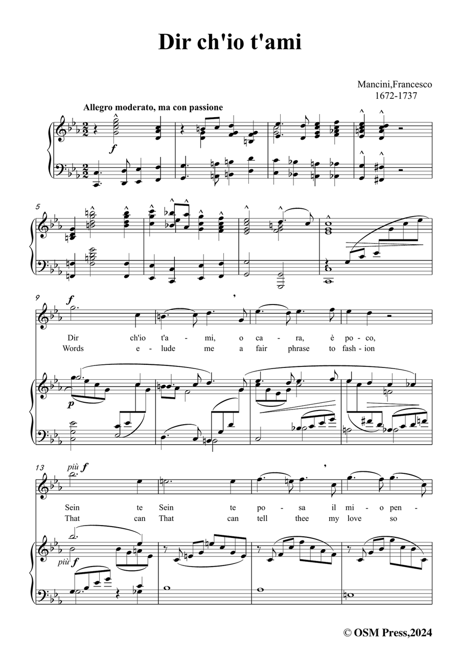 F. Mancin-Dir chio tami,in c minor Piano, Vocal scores gallery preview page 3
