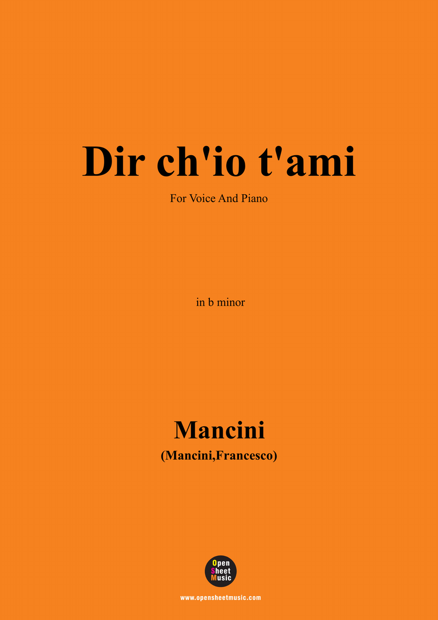F. Mancin-Dir chio tami,in b minor Piano, Vocal scores gallery preview page 1