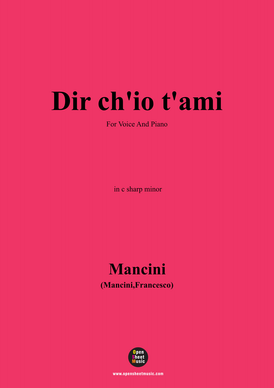 F. Mancin-Dir chio tami,in c sharp minor Piano, Vocal scores gallery preview page 1