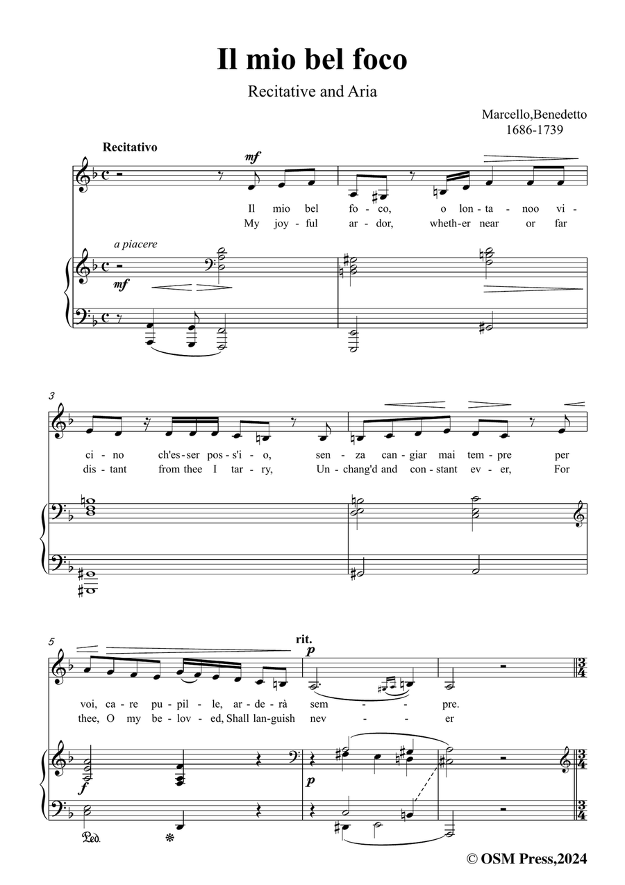 B. Marcello-Il mio bel foco,in d minor Piano, Vocal scores gallery preview page 3