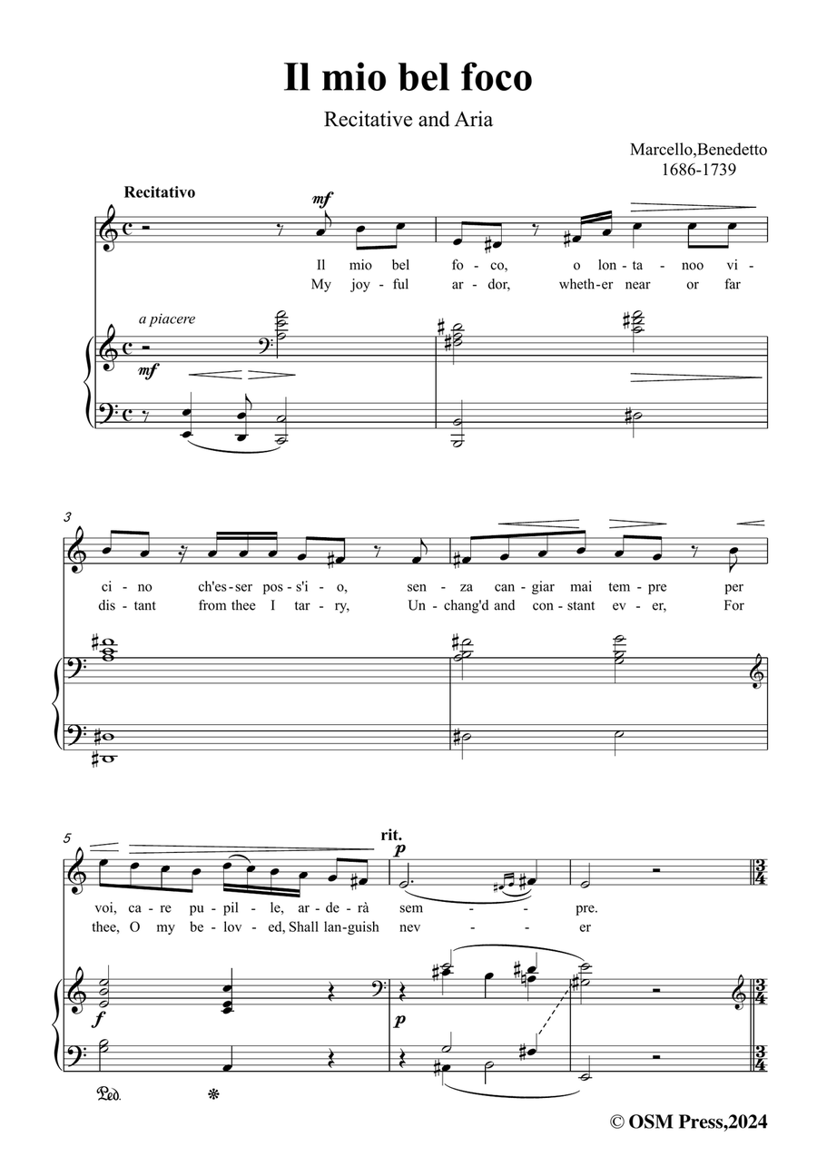 B. Marcello-Il mio bel foco,in a minor Piano, Vocal scores gallery preview page 3