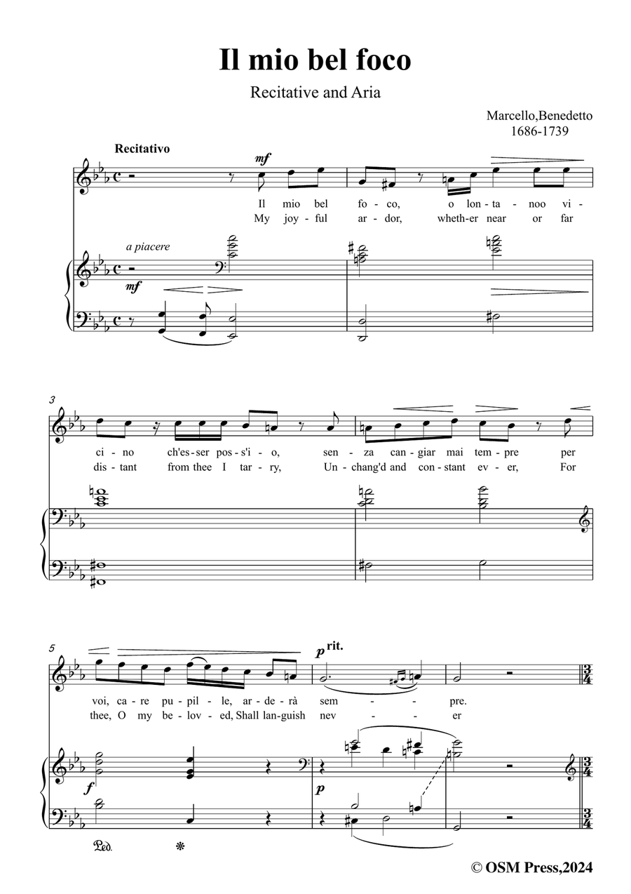 B. Marcello-Il mio bel foco,in c minor Piano, Vocal scores gallery preview page 3