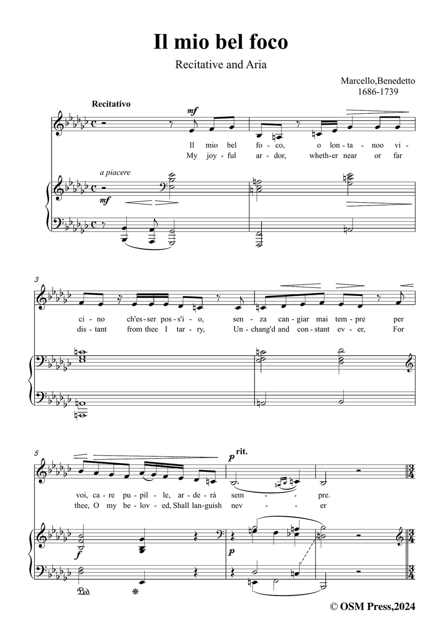 B. Marcello-Il mio bel foco,in e flat minor Piano, Vocal scores gallery preview page 3