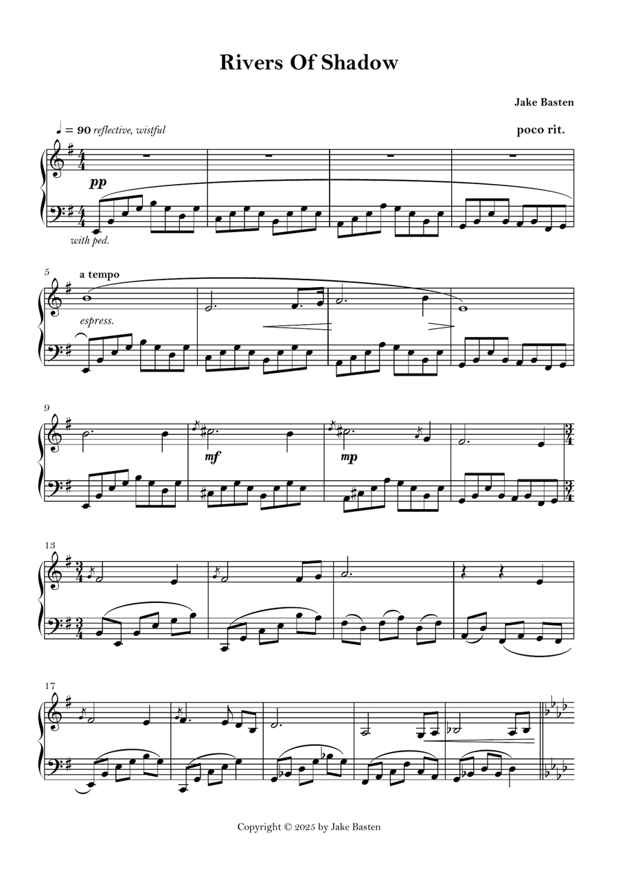 Rivers Of Shadow Rivers Of Shadow Piano Solo scores gallery preview page 1