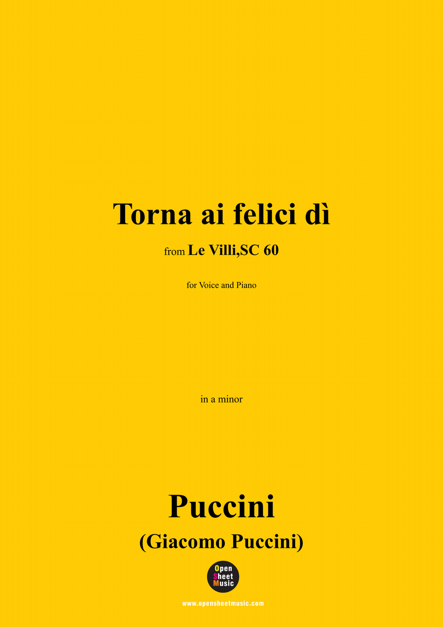 G. Puccini-Torna ai felici dì,in a minor Piano, Vocal scores gallery preview page 1