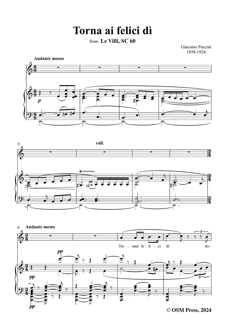 G. Puccini-Torna ai felici dì,in a minor Piano, Vocal scores gallery preview page 3