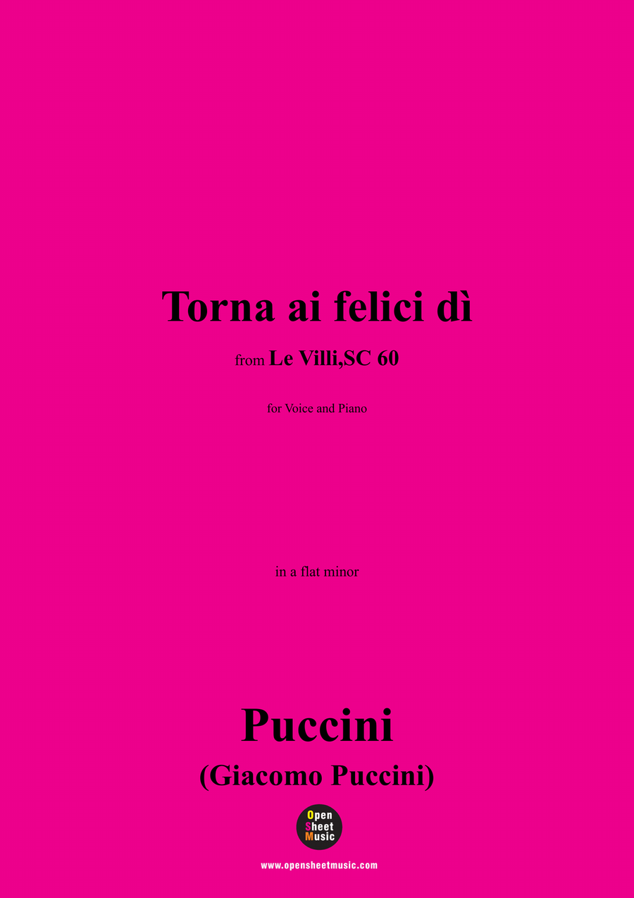 G. Puccini-Torna ai felici dì,in a flat minor Piano, Vocal scores gallery preview page 1