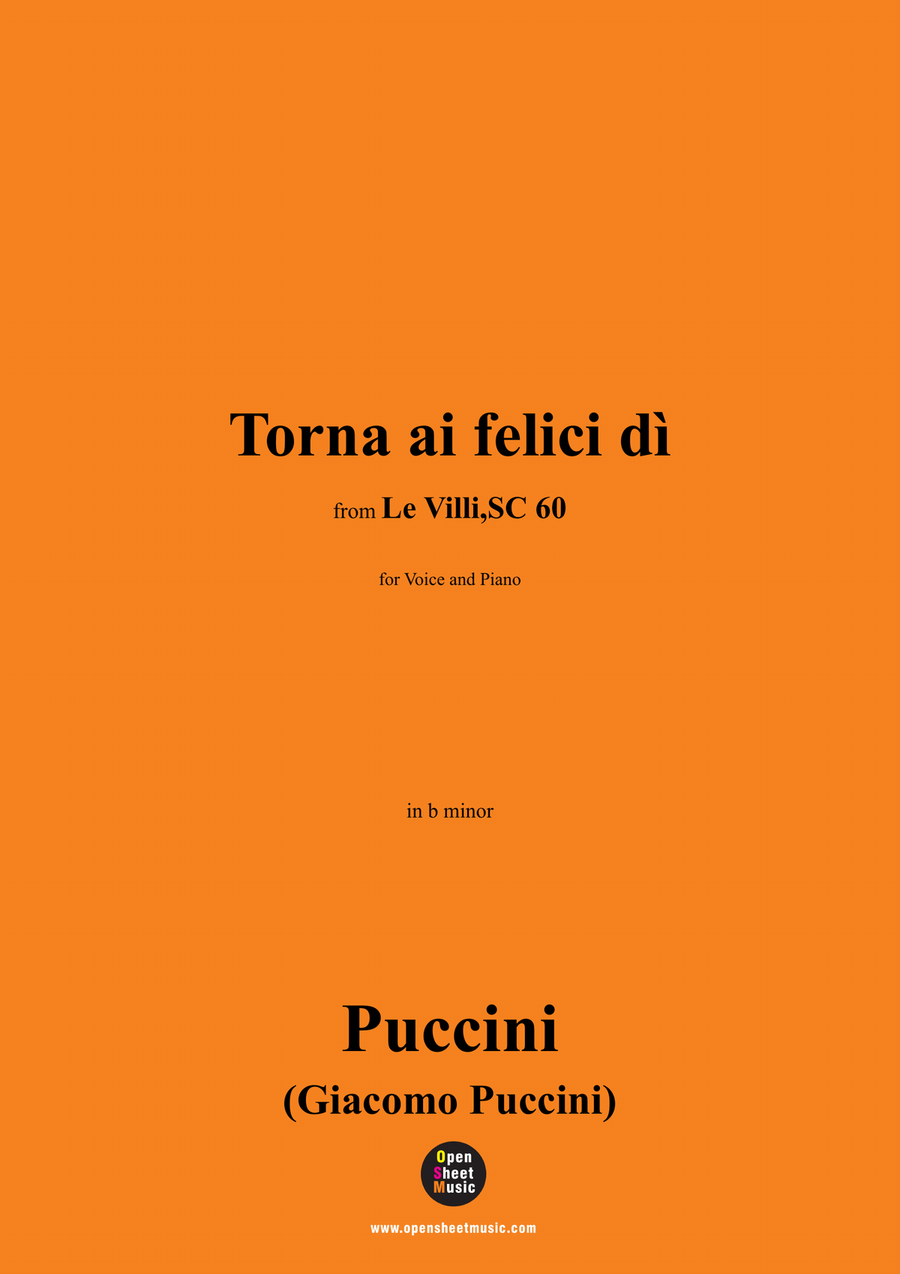 G. Puccini-Torna ai felici dì,in b minor Piano, Vocal scores gallery preview page 1