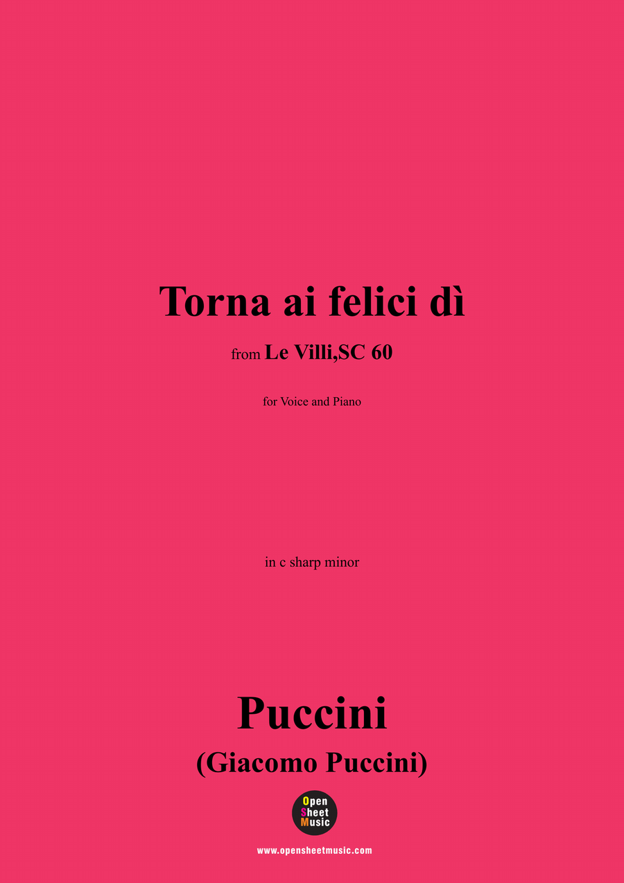 G. Puccini-Torna ai felici dì,in c sharp minor Piano, Vocal scores gallery preview page 1