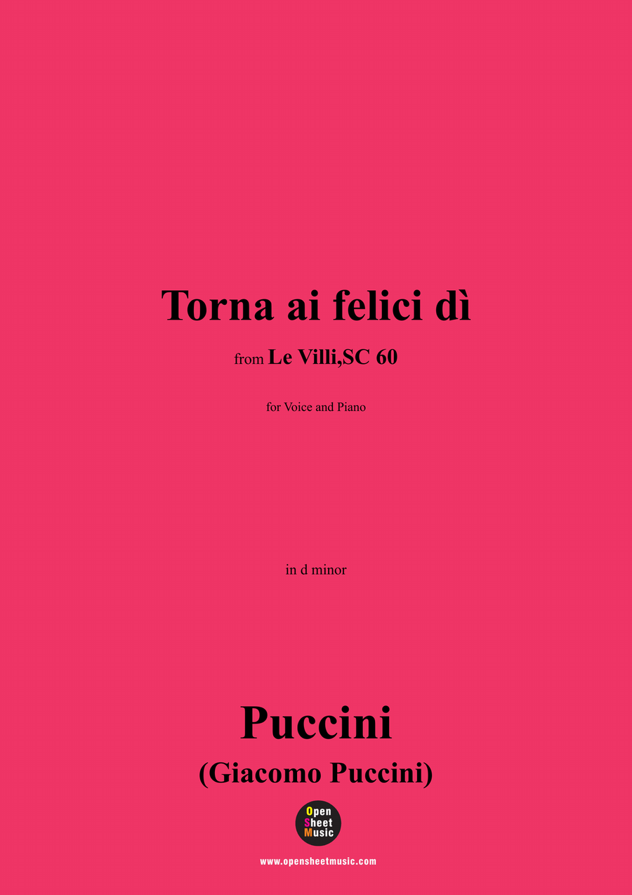 G. Puccini-Torna ai felici dì,in d minor Piano, Vocal scores gallery preview page 1