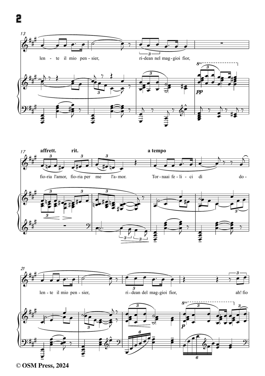 G. Puccini-Torna ai felici dì,in f sharp minor Piano, Vocal scores gallery preview page 4