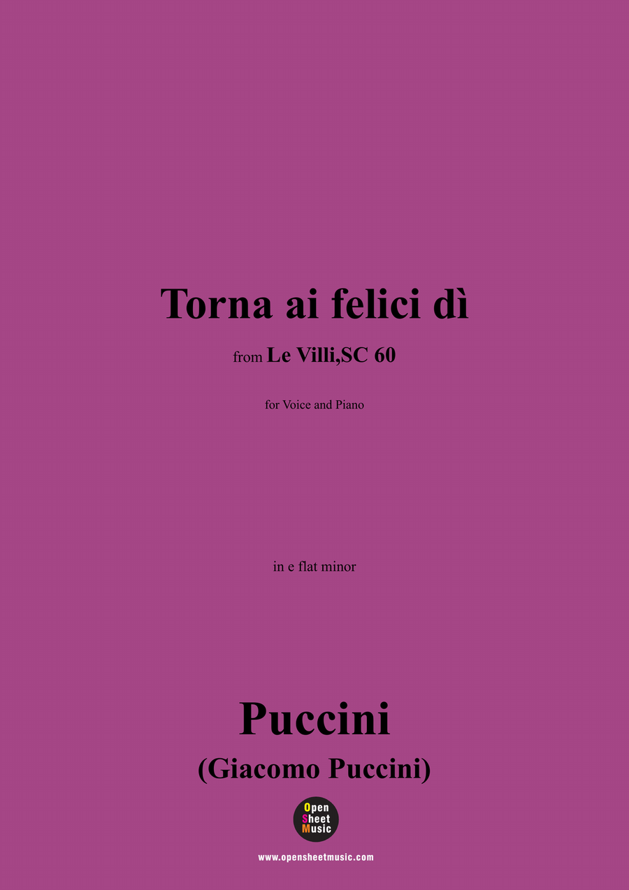 G. Puccini-Torna ai felici dì,in e flat minor Piano, Vocal scores gallery preview page 1