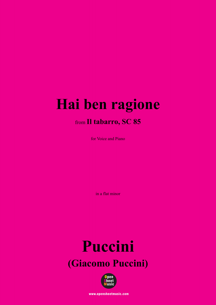 G. Puccini-Hai ben ragione,in a flat minor Piano, Vocal scores gallery preview page 1