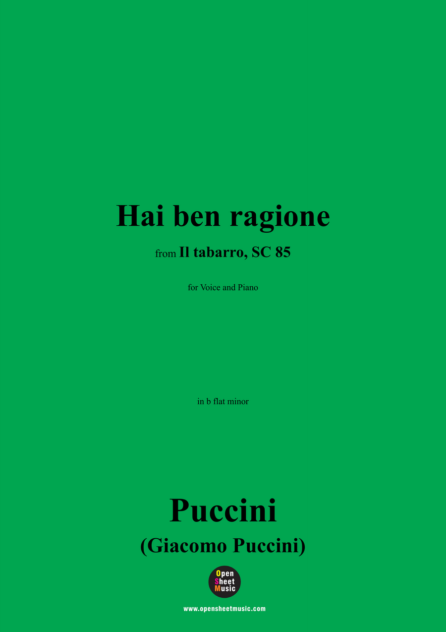 G. Puccini-Hai ben ragione,in b flat minor Piano, Vocal scores gallery preview page 1
