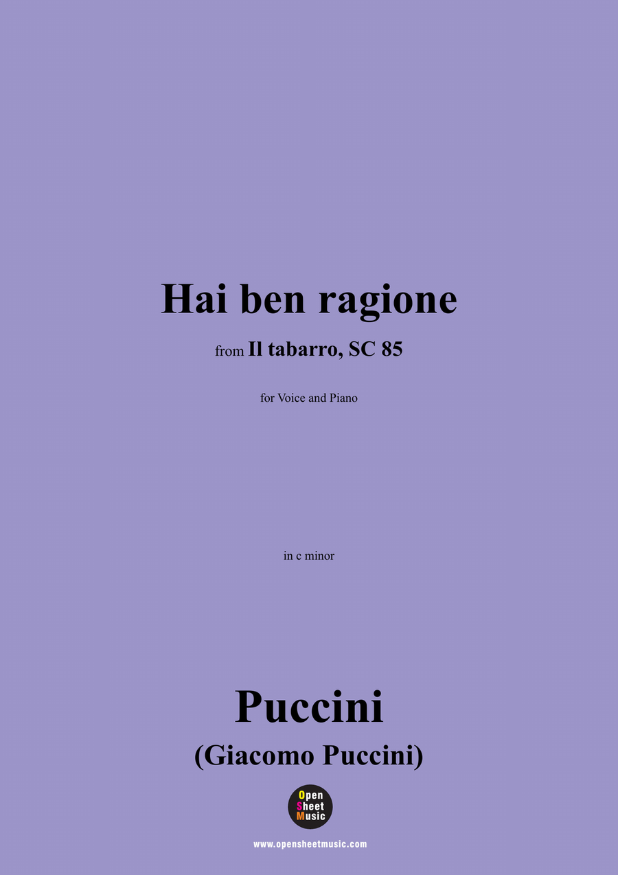 G. Puccini-Hai ben ragione,in c minor Piano, Vocal scores gallery preview page 1