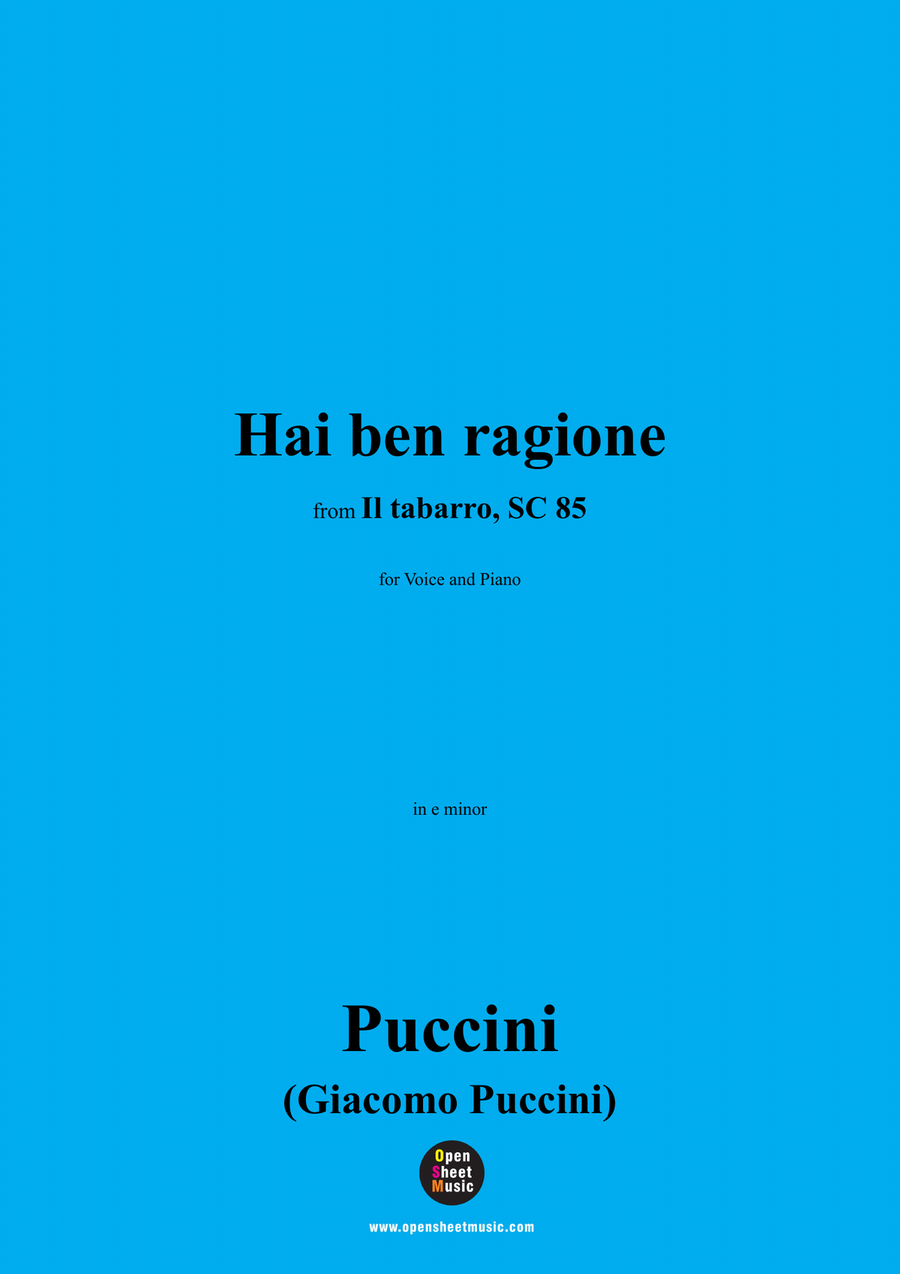 G. Puccini-Hai ben ragione,in e minor Piano, Vocal scores gallery preview page 1