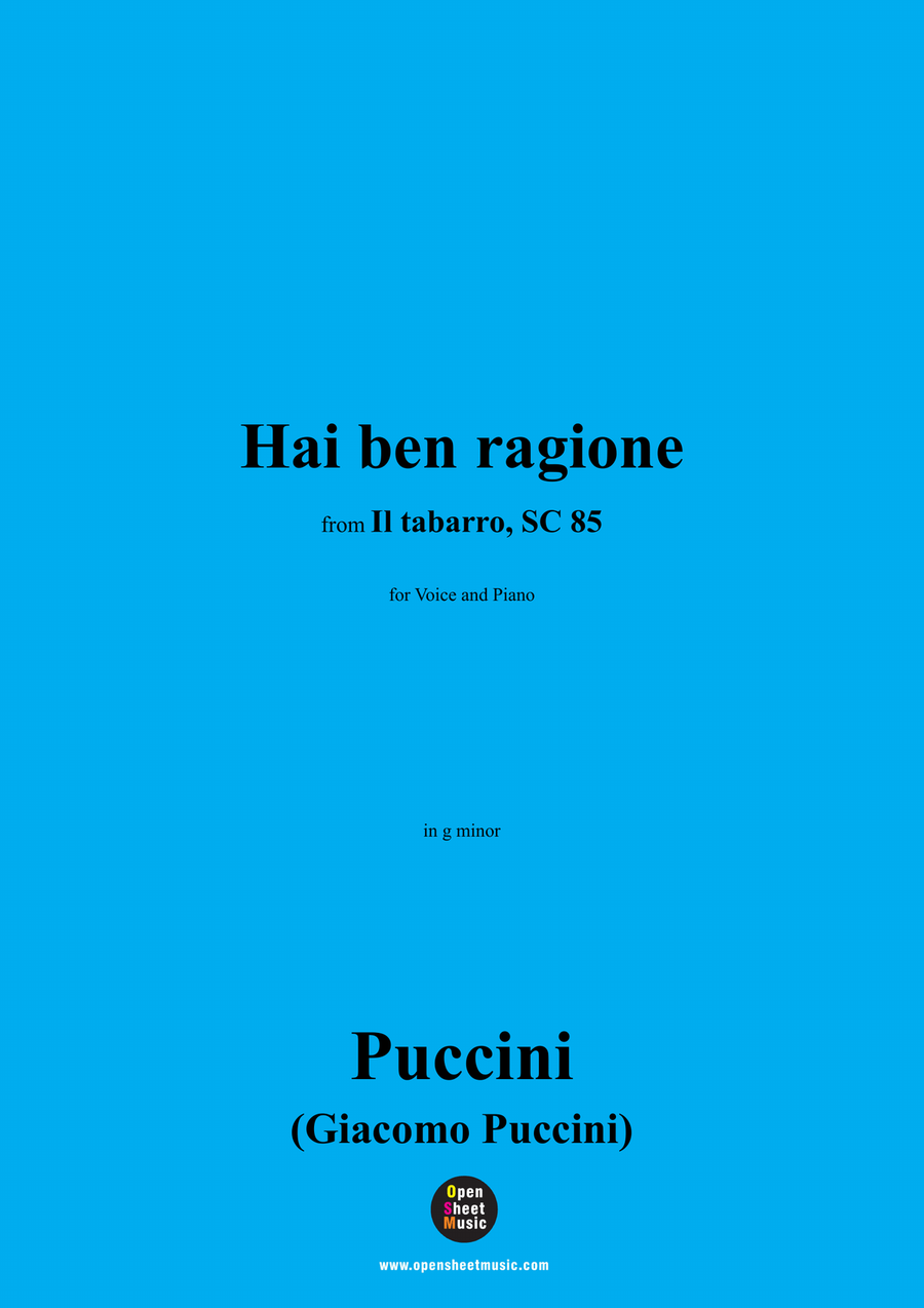 G. Puccini-Hai ben ragione,in g minor Piano, Vocal scores gallery preview page 1