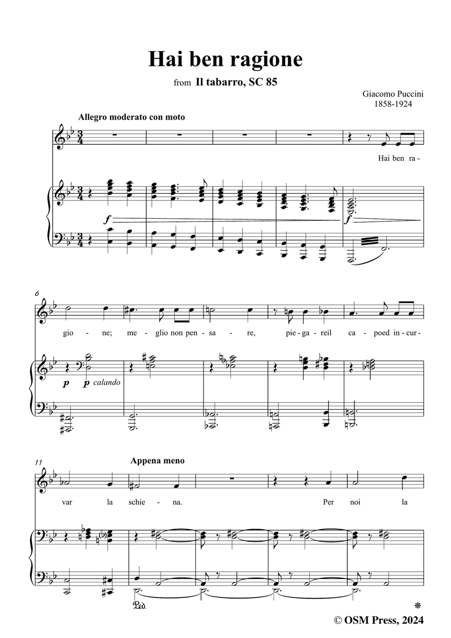 G. Puccini-Hai ben ragione,in g minor Piano, Vocal scores gallery preview page 3