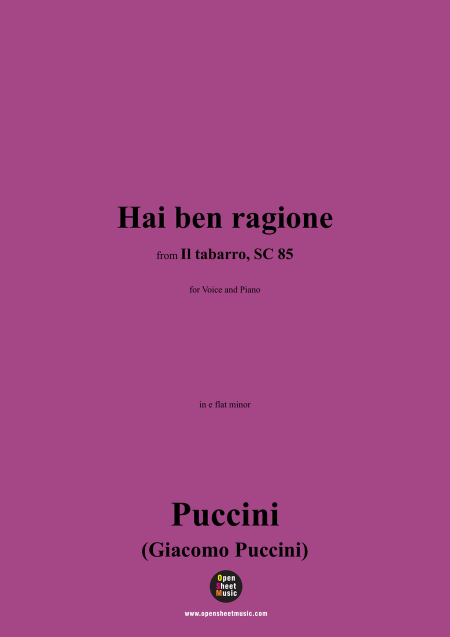 G. Puccini-Hai ben ragione,in e flat minor Piano, Vocal scores gallery preview page 1