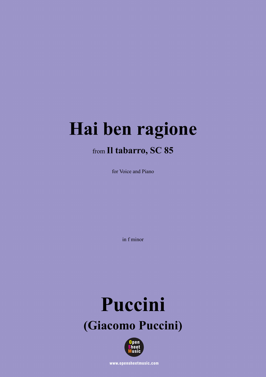 G. Puccini-Hai ben ragione,in f minor Piano, Vocal scores gallery preview page 1