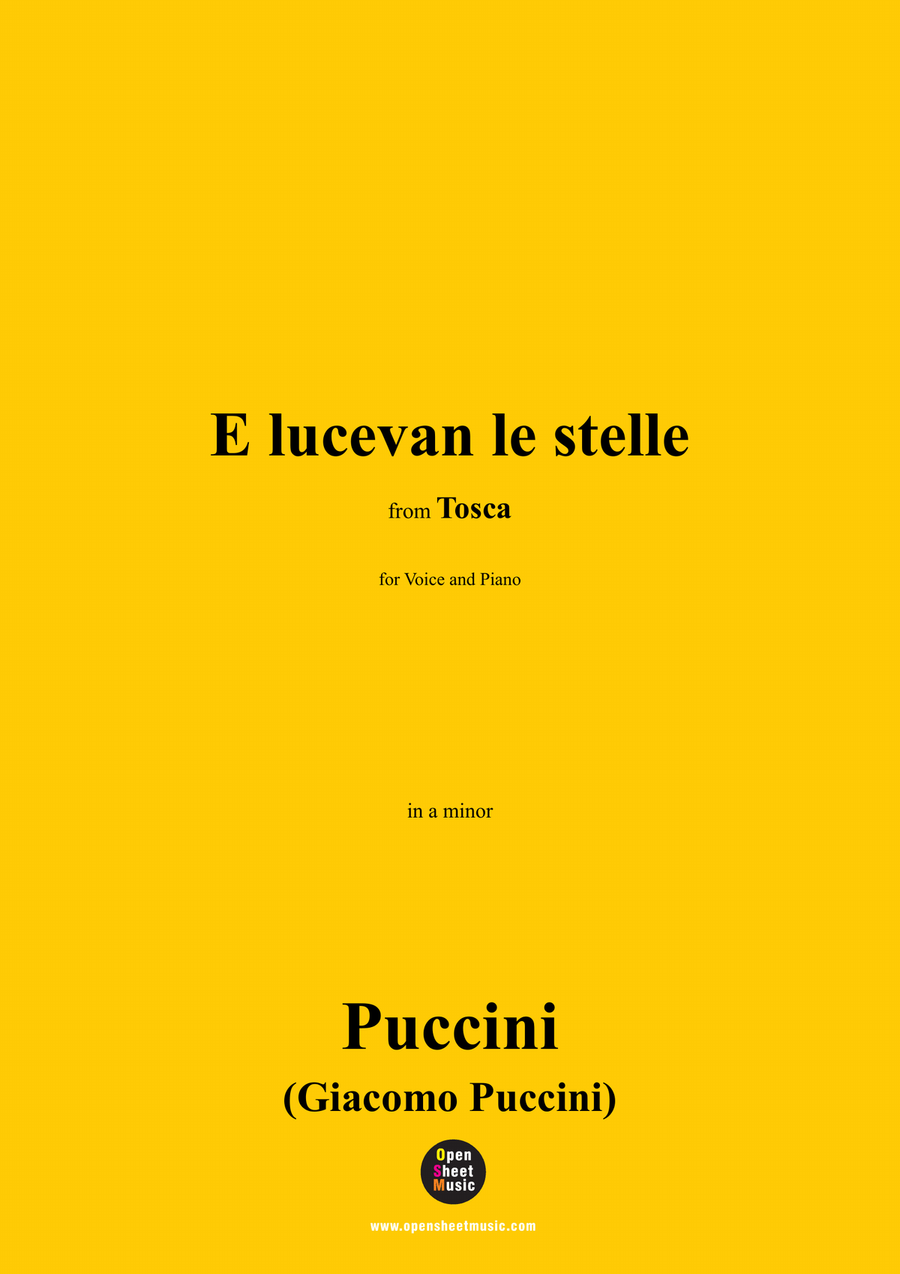 G. Puccini-E lucevan le stelle,in a minor Piano, Vocal scores gallery preview page 1