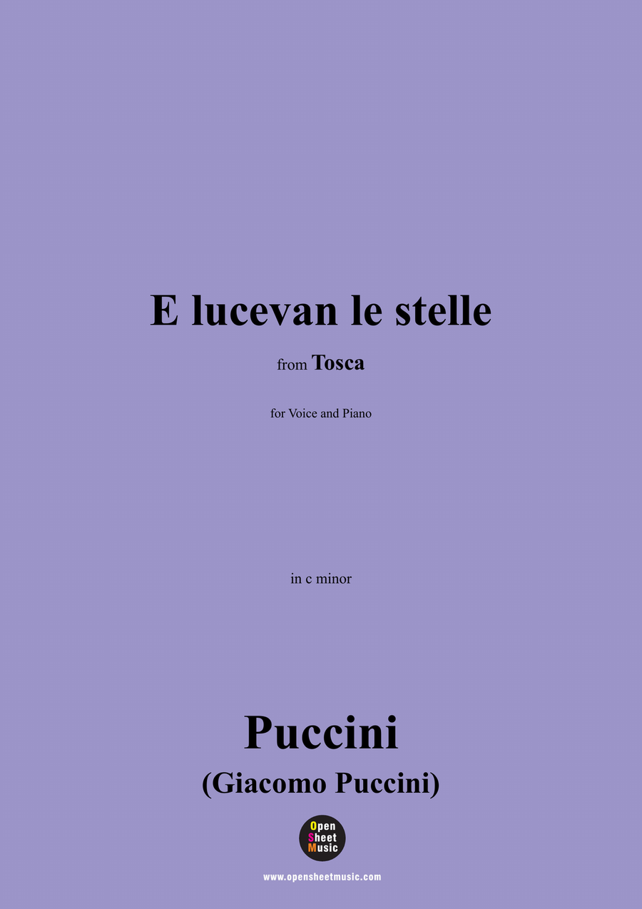 G. Puccini-E lucevan le stelle,in c minor Piano, Vocal scores gallery preview page 1