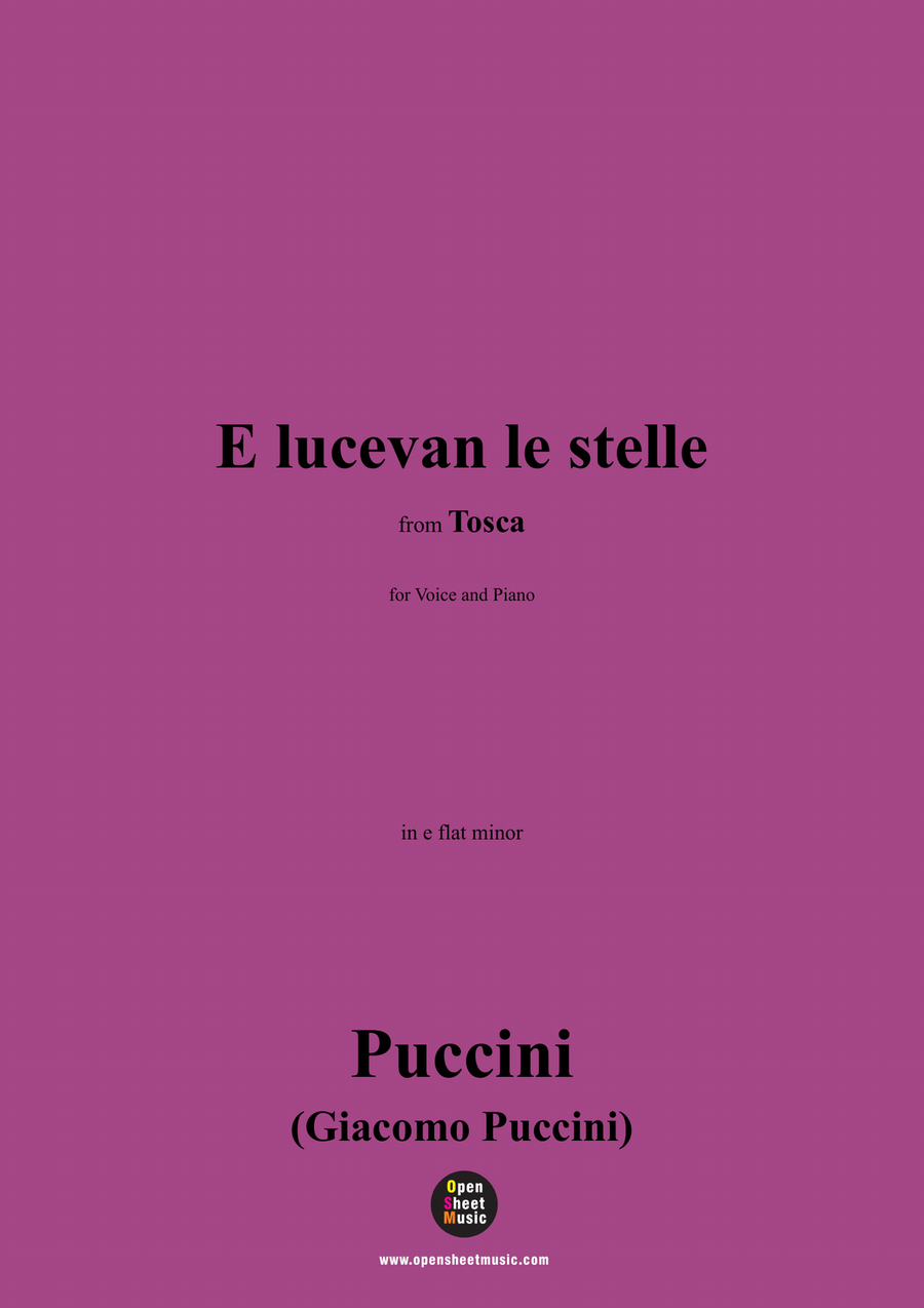 G. Puccini-E lucevan le stelle,in e flat minor Piano, Vocal scores gallery preview page 1